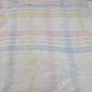Vintage Beacon Pastel Plaid Cotton Baby Blanket Open Waffle Weave WPL 1675 - Picture 1 of 11