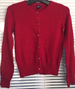 Gap Kids Burgundy Red Rhinestone Button Cardigan Size 12 Christmas Holiday Party - Picture 1 of 5