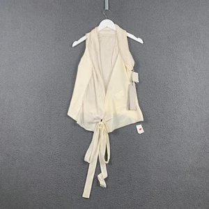 RICK OWENS Blouse Womens UK 6 White Waistcoat Leather Silk Sleeveless Tie Front - Picture 1 of 14