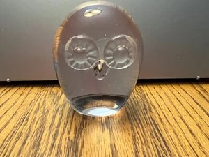 Maleras Sweden Clear Handmade Glass Owl Figurine Paperweight 3.75" Owl - Picture 1 of 12