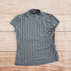 BEBE Shirt Womens Small Gray Outdoor Lightweight Casual Basic Mock Neck Ladies - Picture 1 of 9