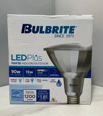 BULBRITE LED PLUS Light Bulb 15W WARM WHITE DIMMABLE PAR38 - Image 1 of 3