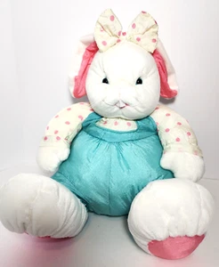 Vintage 90s Stuffins Bunny Plush White Rabbit Teeth Nylon Puffalump Type Easter - Picture 1 of 9