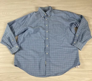 Lands End Sz 17-34 Shirt Men's Blue Checks Pinpoint Button Collar Long Sleeve - Picture 1 of 7
