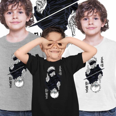 KUZI TEES Jujutsu Kaisen Satoru Gojo Art Lover Anime Manga T-shirt for Kids