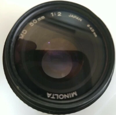 VTG Minolta MD 50mm 1:2 Camera Lens, Original Styrofoam! Made in Japan, 49mm - Image 1 of 4