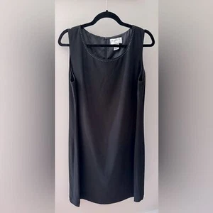 Vintage Y2K Office LBD MARY MCFADDEN Collection Black Sleeveless Shift Dress 14 - Picture 1 of 7