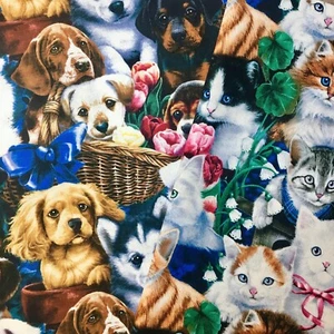 Cachorro Gatito Gatos Perros *ELIGE DISEÑO* Animales Navidad Acolchado Tela FQ   - Imagen 1 de 5