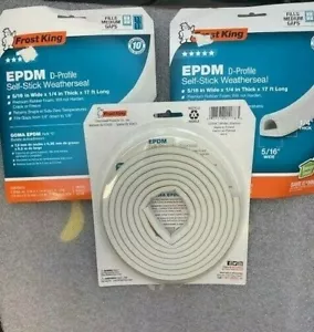 FROST KING EPDM D-Profile Rubber Self Stick Weatherseal 5/16" W, 1/4" T, 17' X 3 - Picture 1 of 3