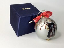 PALLA DI NATALE BNL ANNO 2005 SFERA IN VETRO OPALINE DECORATA A MANO