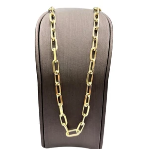 9ct 9K Yellow Gold Solid Paperclip Link Long Chain Necklace 26.55 Grams 57cm New - Picture 1 of 9