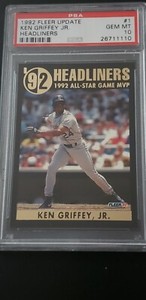 Ken Griffey Jr 1992 Fleer Update Headliners PSA 10 Gem Mt 