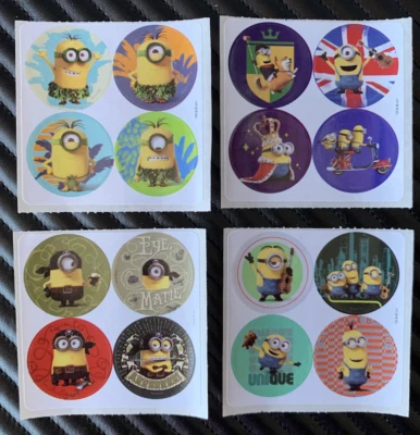 Minions Mini Dot Stickers x 8 sheets - 32 dots - Despicable Me Birthday Party - Image 1 of 4
