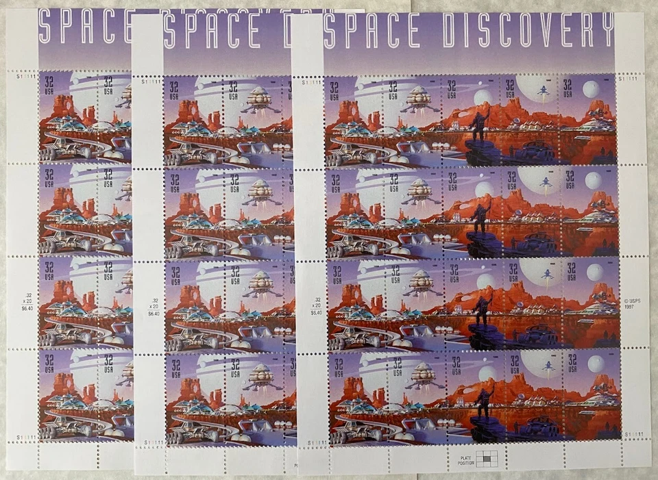 US Stamps 35 Sheets Space 1997/1999/2000/2003/2007/2021/2022 477 Stamps + 1 S/S - Image 1 of 4