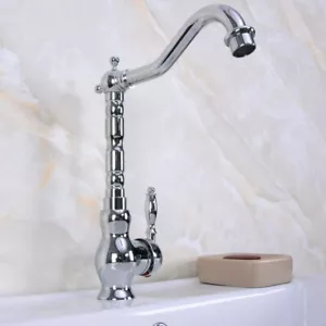 Grifo mezclador de lavabo cromado plateado plataforma de lavabo montado grifo alto orificio único - Imagen 1 de 6