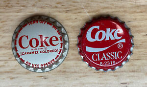 2 Vintage Coca-Cola COKE Classic & Coke Caramel Unused UNCRIMPED Bottle Caps