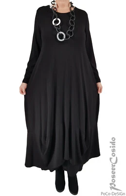 PoCo LAGENLOOK Kleid Ballonkleid schwarz 44 46 48 50 52 54 56 58 L-XL-XXL-XXXL   - Bild 1 von 4
