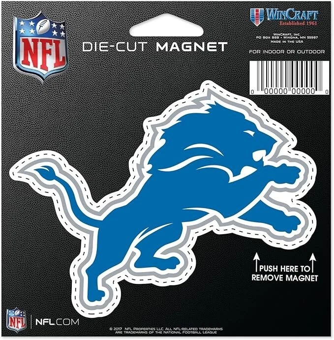 Detroit Lions NFL Die Cut Magnet Decal 5" x 3" - Image 1 of 1