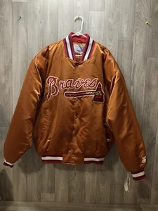 Rare Vintage 1990's MLB Atlanta Braves Starter 3XL Burnt Orange Bomber Mens NWT - Bild 1 von 23