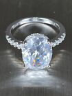 Vintage 925 Sterling Silver CZ engagement ring size 8,   4.7 grams