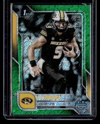 2025 Bowman University Chrome #62 Beau Pribula Green Shimmer Refractor #/99 - Image 1 of 2