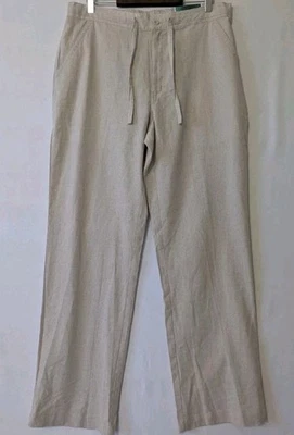 Pantalones Cubavera Para Hombres Mezcla de Lino Cordón Natural Talla Grande Costero Informal Nuevos Foto 1 de 4