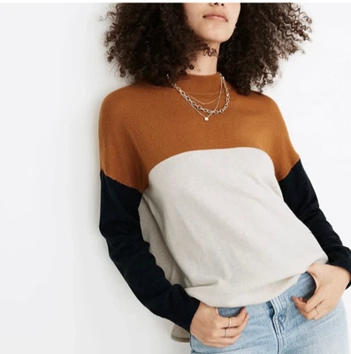 Suéter Madewell Colorblock Ashbury cuello falso talla pequeña | ajuste cuadrado | Merino Alpa Foto 1 de 4