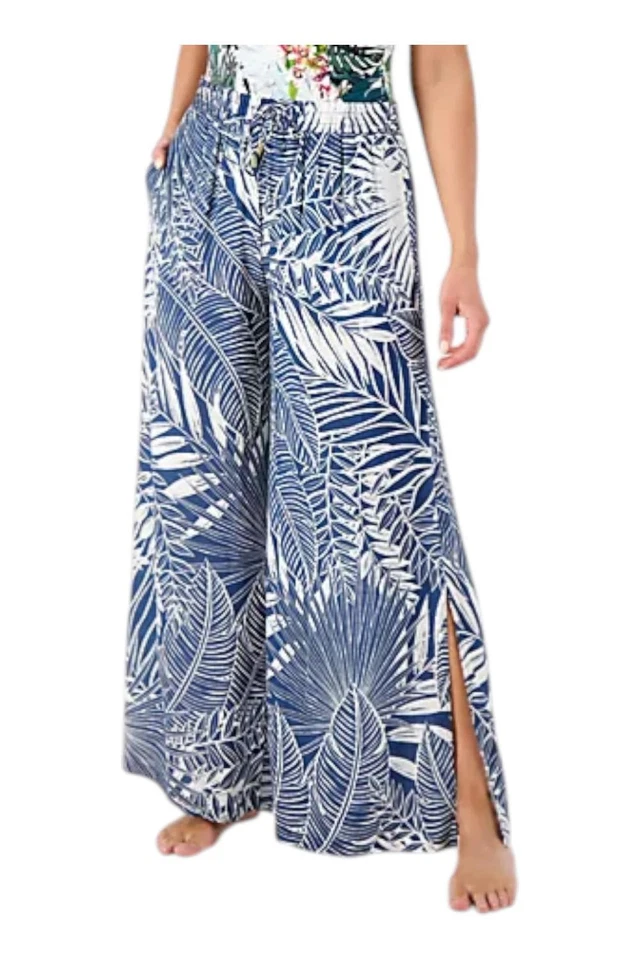 Jantzen Women's Wide Leg Printed Woven Cover-Up Pants Marine Leaf - Image 1 of 1