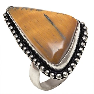 Joyería de plata hecha a mano con piedras preciosas ojo de tigre "8" Foto 1 de 4