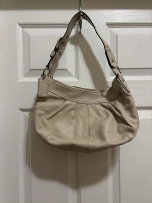 Bolsa de ombro vintage Coach Wooster osso couro marfim 4142 hobo tiracolo - Imagem 1 de 4