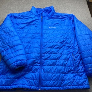 Columbia Puffer Coat Mens 3XL Omniheat Full Zip Blue Jacket Zip Pockets Logo - Picture 1 of 11