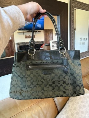 Coach Penelope Signature Satchel Handbag Vintage Olive Green, F15534 - Image 1 of 4