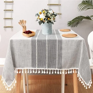 Farmhouse Tablecloth (55"x120") Burlap Rectangle Rustic Grey - Picture 1 of 7