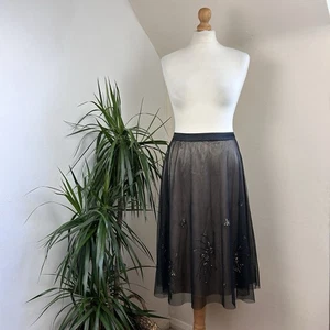 Autograph M & S Skirt UK 12 Layered Gold & Black Mesh A-Line Knee Length Sequins - Picture 1 of 10