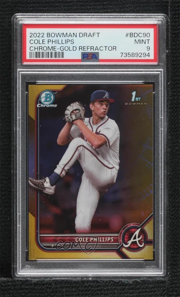 2022 Bowman Draft Chrome Gold Refractor /50 Cole Phillips #BDC-90 PSA 9 MINT - Image 1 of 2