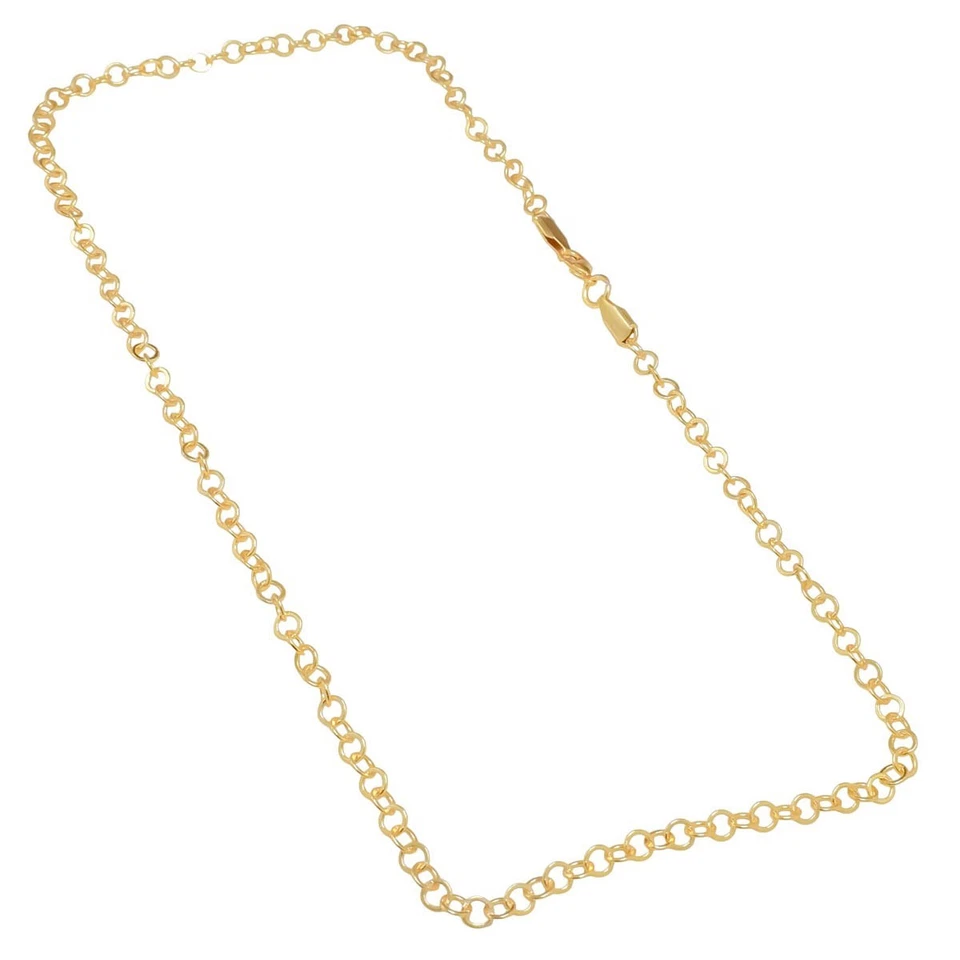 18K Gold Plated Round Chain 925 Sterling Silver Men & Women Necklace 16-30" Foto 1 de 1