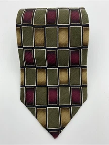 Corbata de seda granate oro verde Zigurat - Imagen 1 de 5