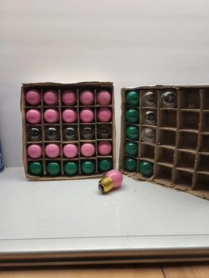 36  Pieces Pink Green Clear  Mini Globe Sign Bulb 7.5W 120V S11 Medium Base E26 - Image 1 of 2