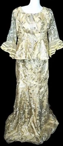 2-teilige afrikanische Spitzenbluse & Rock für Damen *Farbe* gold - Bild 1 von 5