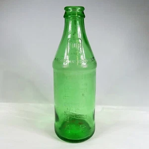 7Up 10oz grüne Glasflasche Vintage 70er Jahre seitliches Logo ohne Nachfüllung - Bild 1 von 6