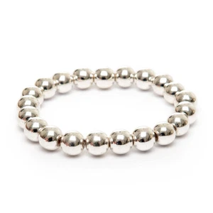 Stretch Bracelet Unique Silver Hematite Gemstone Beaded Hand Made UK - Picture 1 of 5