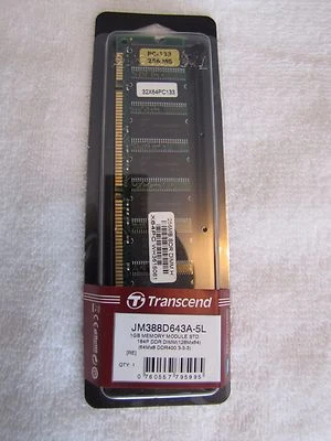 NEVER USED!! Transcend PC-3200 1 GB DIMM 400 MHz DDR SDRAM Memory (JM388D643A5L) - Image 1 of 3