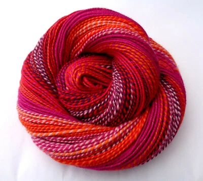 Fio merino auto listrado fiado à mão Jeschute 222yds claro penteado dk rosa laranja - Imagem 1 de 4