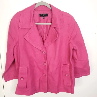 Talbots Blazer WOmens 16 Petite Linen Three Button Pink Feminine Pockets Office - Image 1 of 4