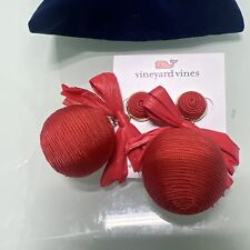 Vineyard Vines Earrings Red Drop Raffia Bow Statement Lightweight $48