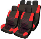 Autositzbezug Rot &amp; Schwarz Stoff Full Set Split Hinten passend f&#252;r Nissan...