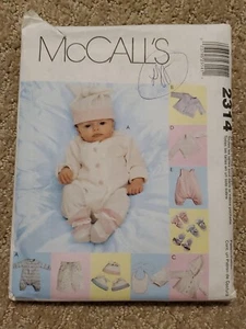 McCalls 2314 sewing pattern:  BABY Wardrobe, booties, romper, hat CC - Picture 1 of 2