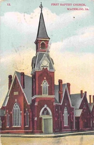 Postal de la Primera Iglesia Bautista de Waterloo Iowa 1910 - Imagen 1 de 2