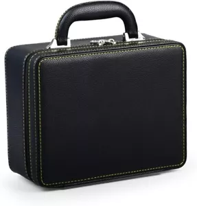 Durable Black Leather Travel Jewelry Case with 9 Compartments for All Occasions - Picture 1 of 9