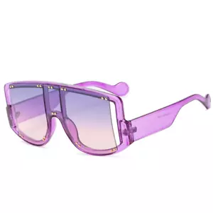 Oversized Shield Sunglasses Purple Lens Accents Fashion Sun Glasses Women Lentes - Picture 1 of 2